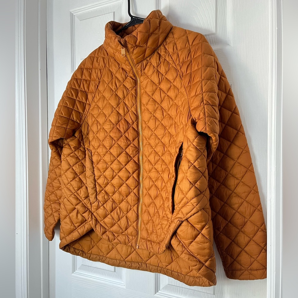 Athleta Whisper Featherless insulated nylon rust Quilted puffer Jacket size M - Picture 9 of 10